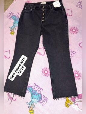 Abercrombie & Fitch Black High-Waist Button-Fly Ankle Jeans